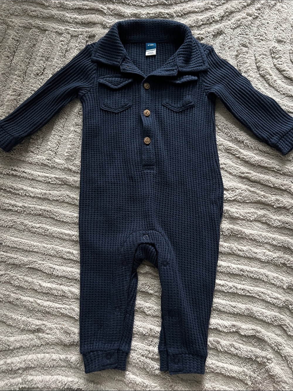 Old Navy Navy Waffle-Knit One-Piece